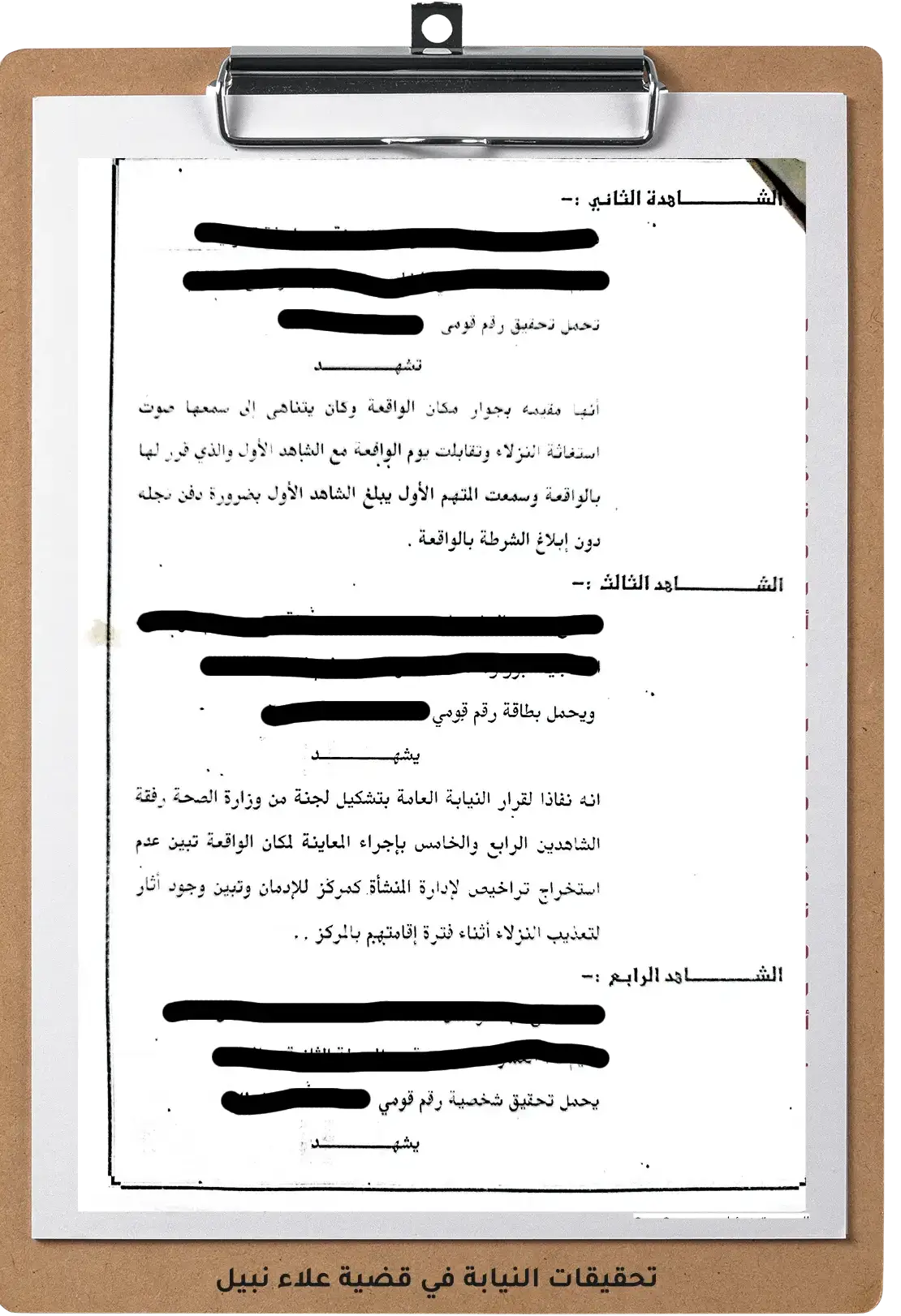 صورة لتحقيقات النيابة في قضية علاء نبيل