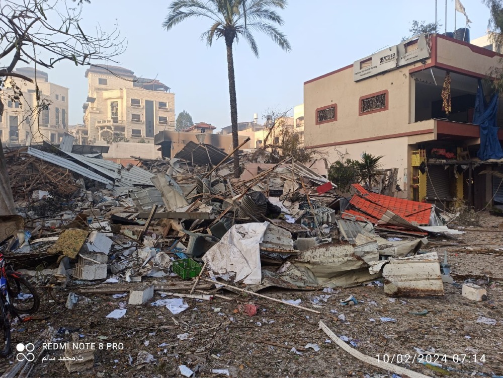 The Press House in ruins on February 10, 2024, after the departure of the israeli army (Credit: Mohammed Salem / provided by ARIJ)