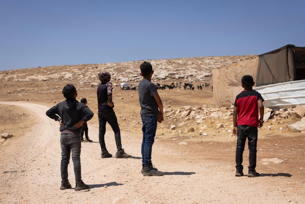 Children at Wadi al-Siq before the evacuation. Photo: Oren Ziv/+972 Magazine